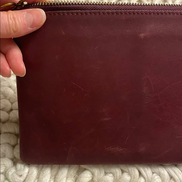 SOLD Madewell Oxblood Leather Zip Pouch • 8.5” x 5.5” - Picture 8 of 11